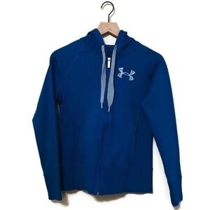 Under Armour ColdGear Blue Zip Up Hoodie Sweatshirt Size XS Semi Fitted